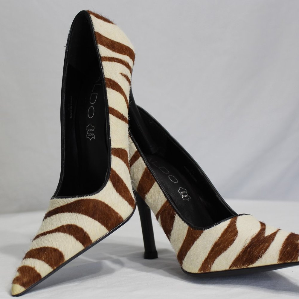 Aldo Ariane Brown & Cream Zebra Print Stilettos S… - image 2